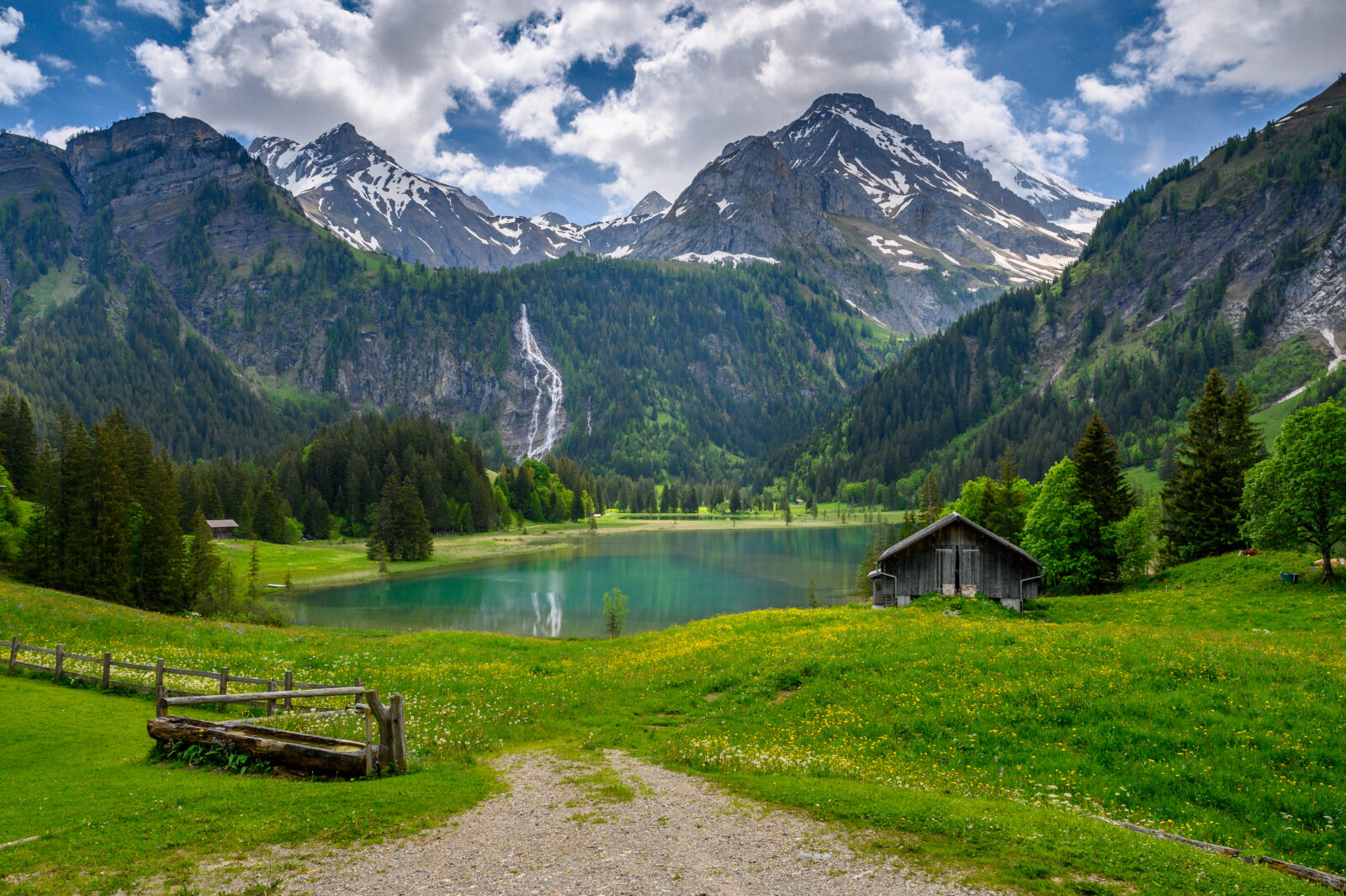 Idyllic,Lake,Lauenensee,With,Wildhorn,In,Spring,,Bernese,Alps,,Switzerland