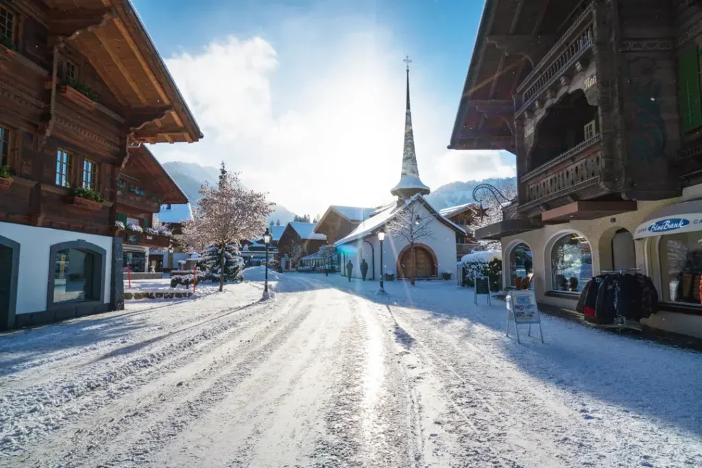 Gstaad promenade in winter time