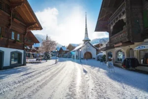 Gstaad promenade in winter time
